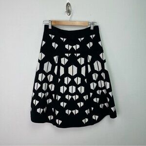PANIZ Geometric Patterned Knit Circle Skater Skirt Small